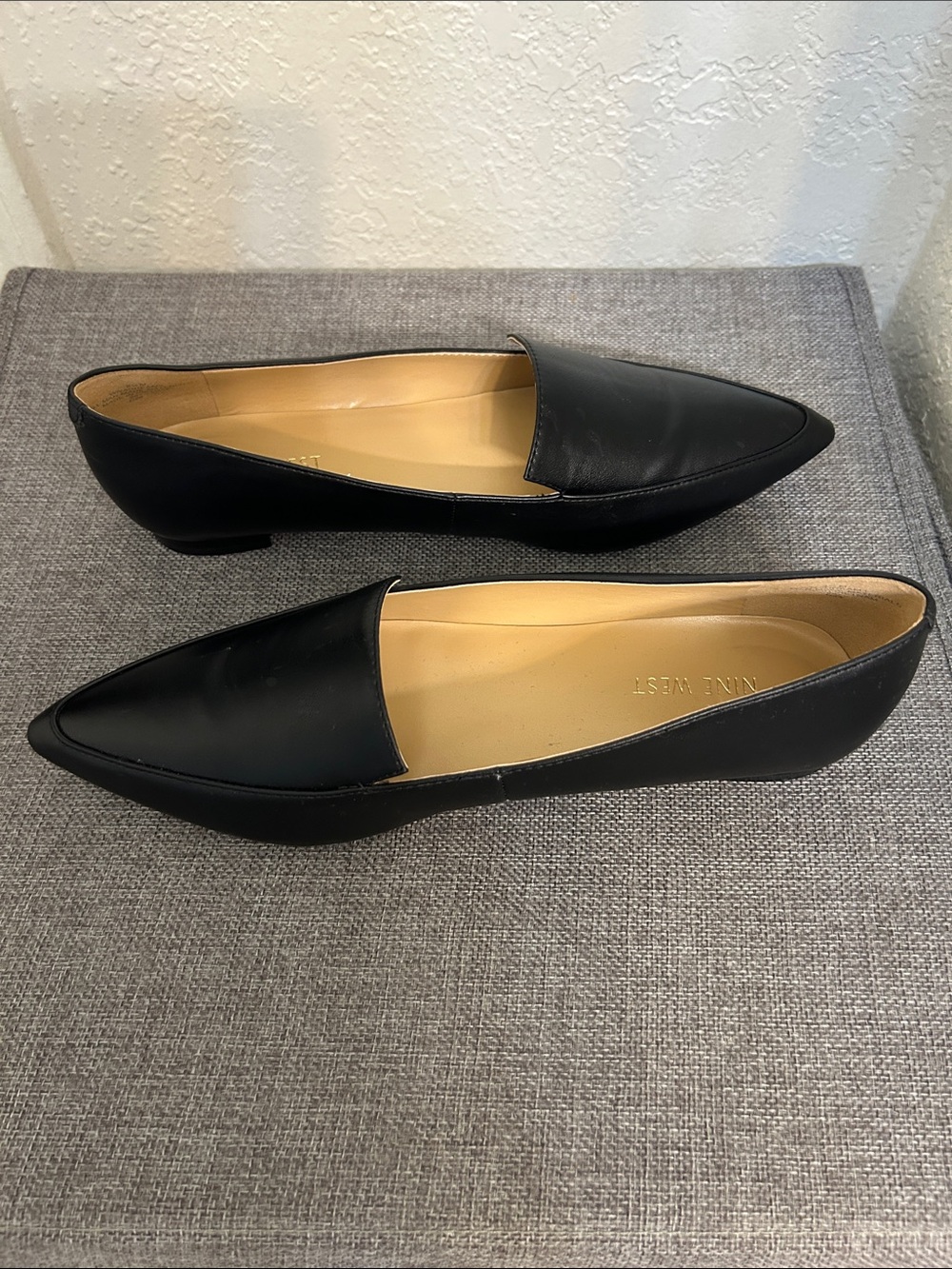 Nine West Black Pointed Leather Slip-On Flats - Picture 7 of 7